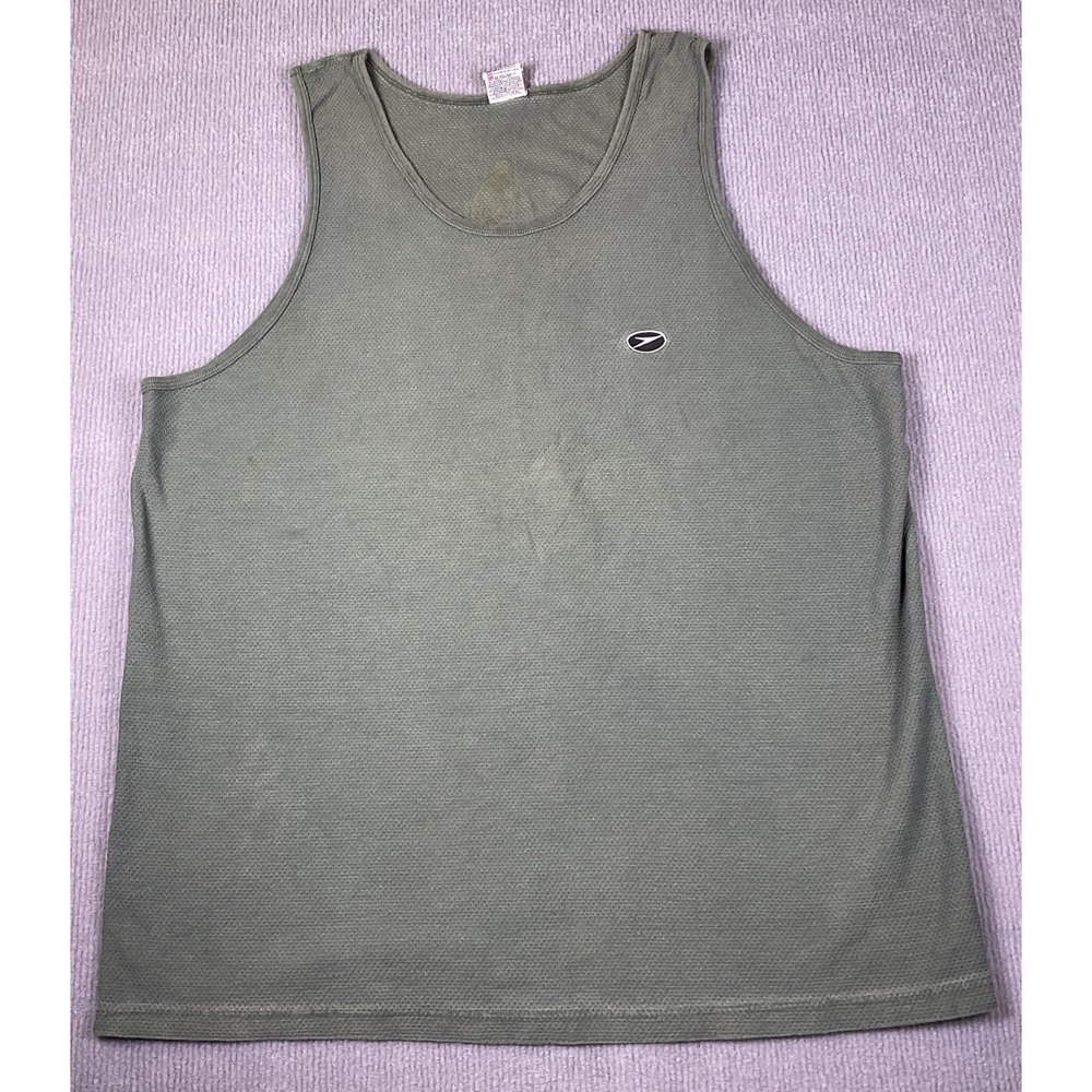 Vintage Speedo Tank Top Mens Extra Large Green Mesh Athletic Sleeveless Y2K 00s